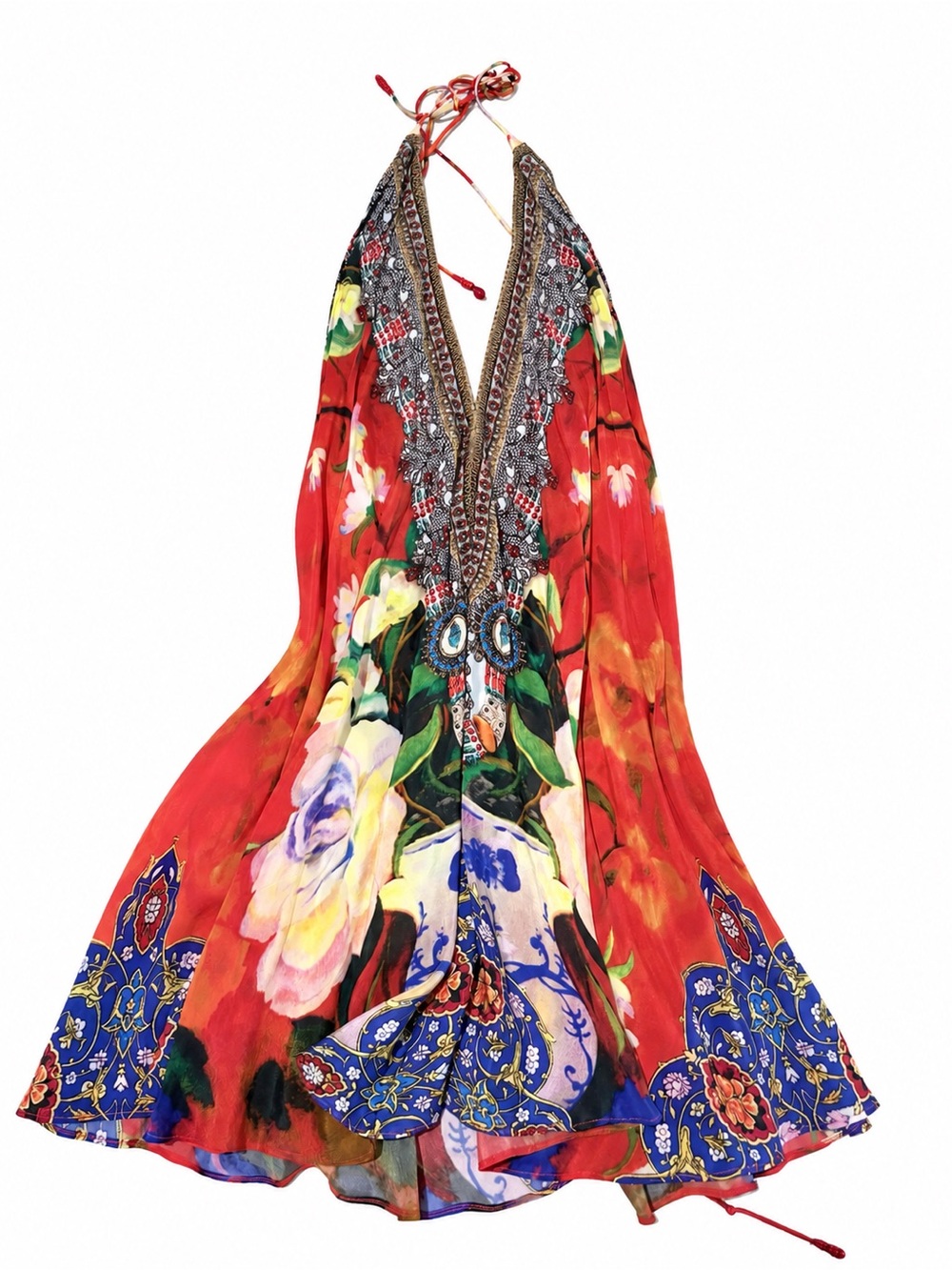 Shahida Parides Crystal Embellished Halter High-Low Dress
